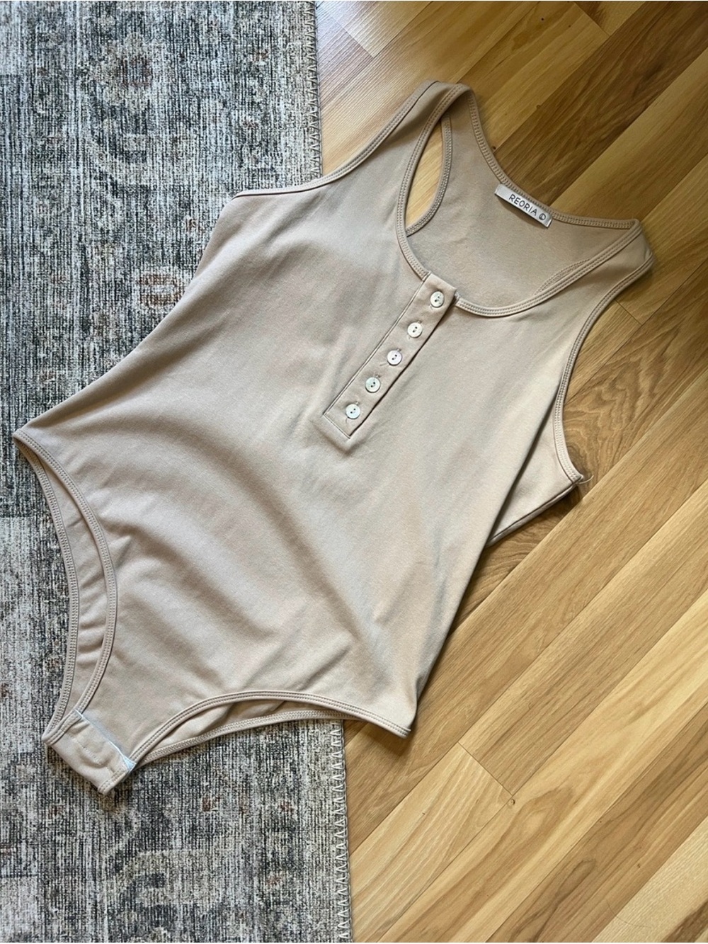 Tan Button Up Bodysuit